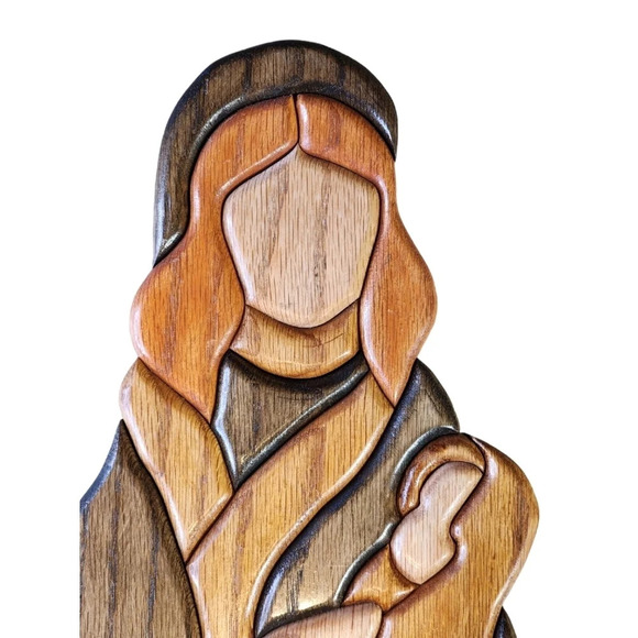 Folk Art Mother & Child Hand Stained Scrollsaw Mary Jesus - Picture 2 of 15